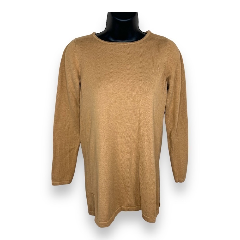 XS Joan Rivers Tan Brown Knit Top Cotton Blend Sweater Pullover